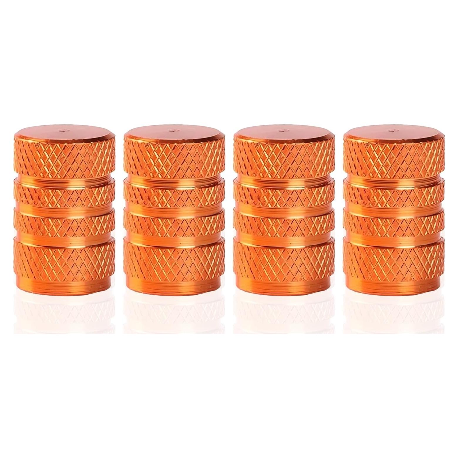 4 Tapones de Válvula de Neumático Zikefest Aluminio Naranja