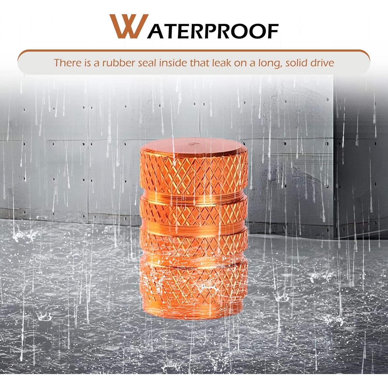 4 Tapones de Válvula de Neumático Zikefest Aluminio Naranja