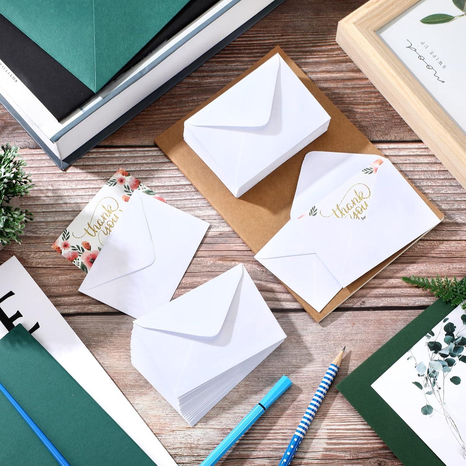 Outus 400 Sobres Metálicos Pequeños para Tarjetas 10.16x6.86cm Blanco