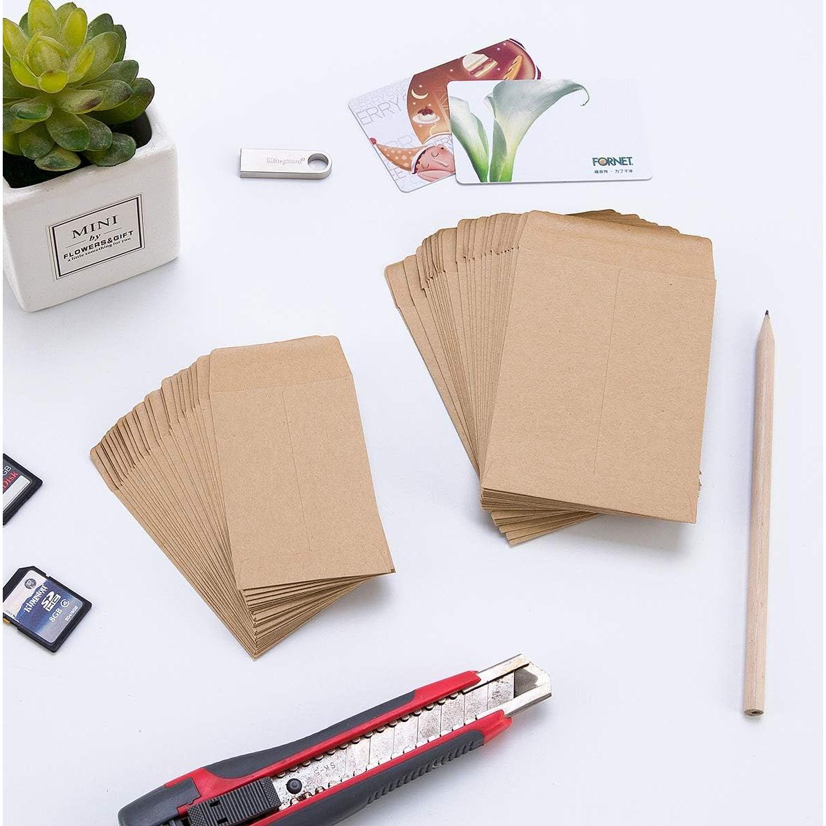 Paquete de 100 Sobres Autoadhesivos Kraft Homtable 8.2x11.5cm