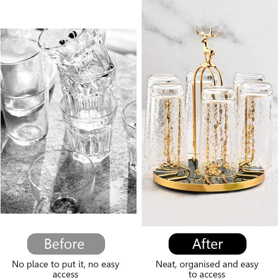 Soporte para Secado de Tazas Lifenanny Dorado Antideslizante