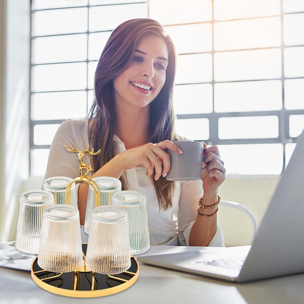 Soporte para Secado de Tazas Lifenanny Dorado Antideslizante