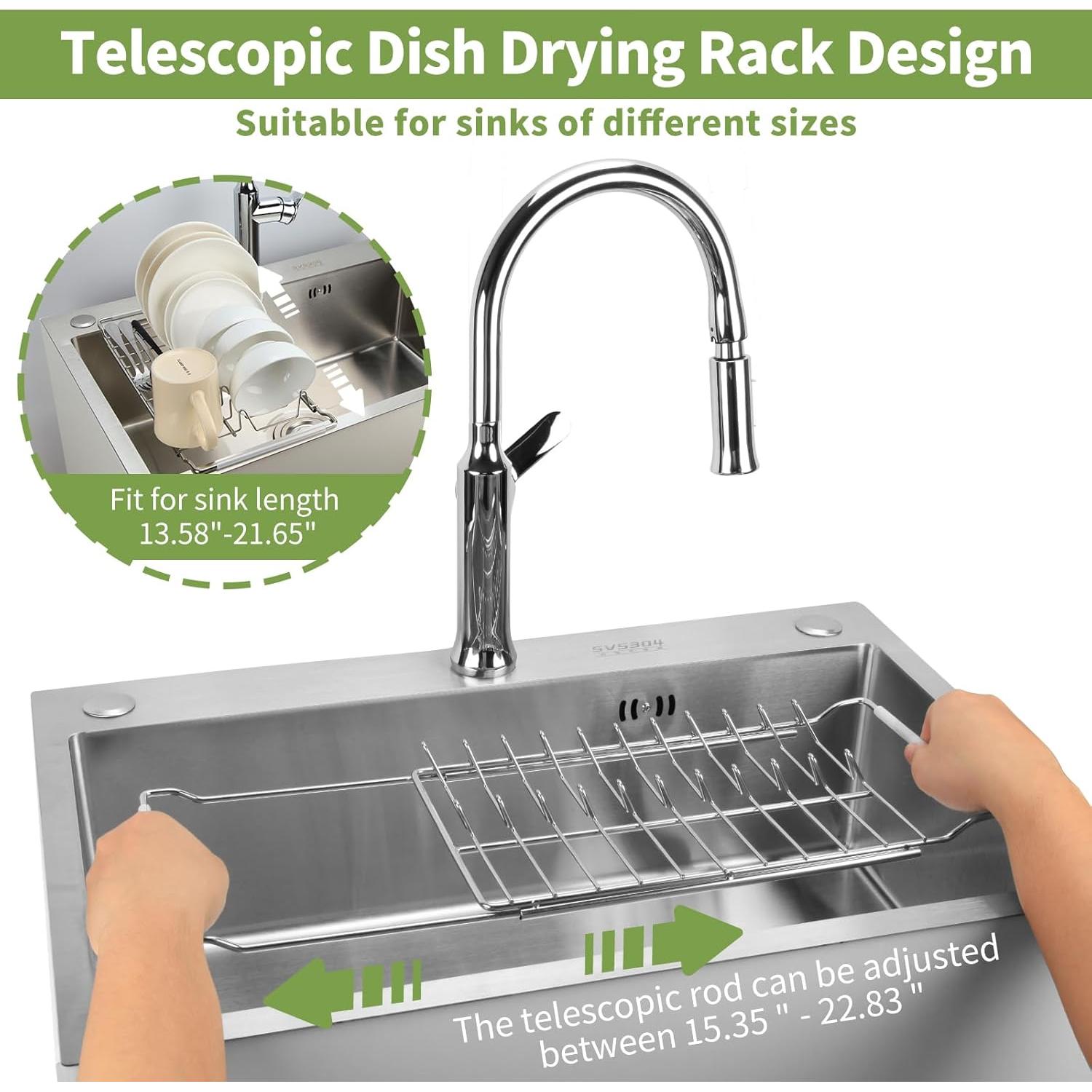 Escurridor de Platos Telescópico PapakeNook Acero Inoxidable 55 cm