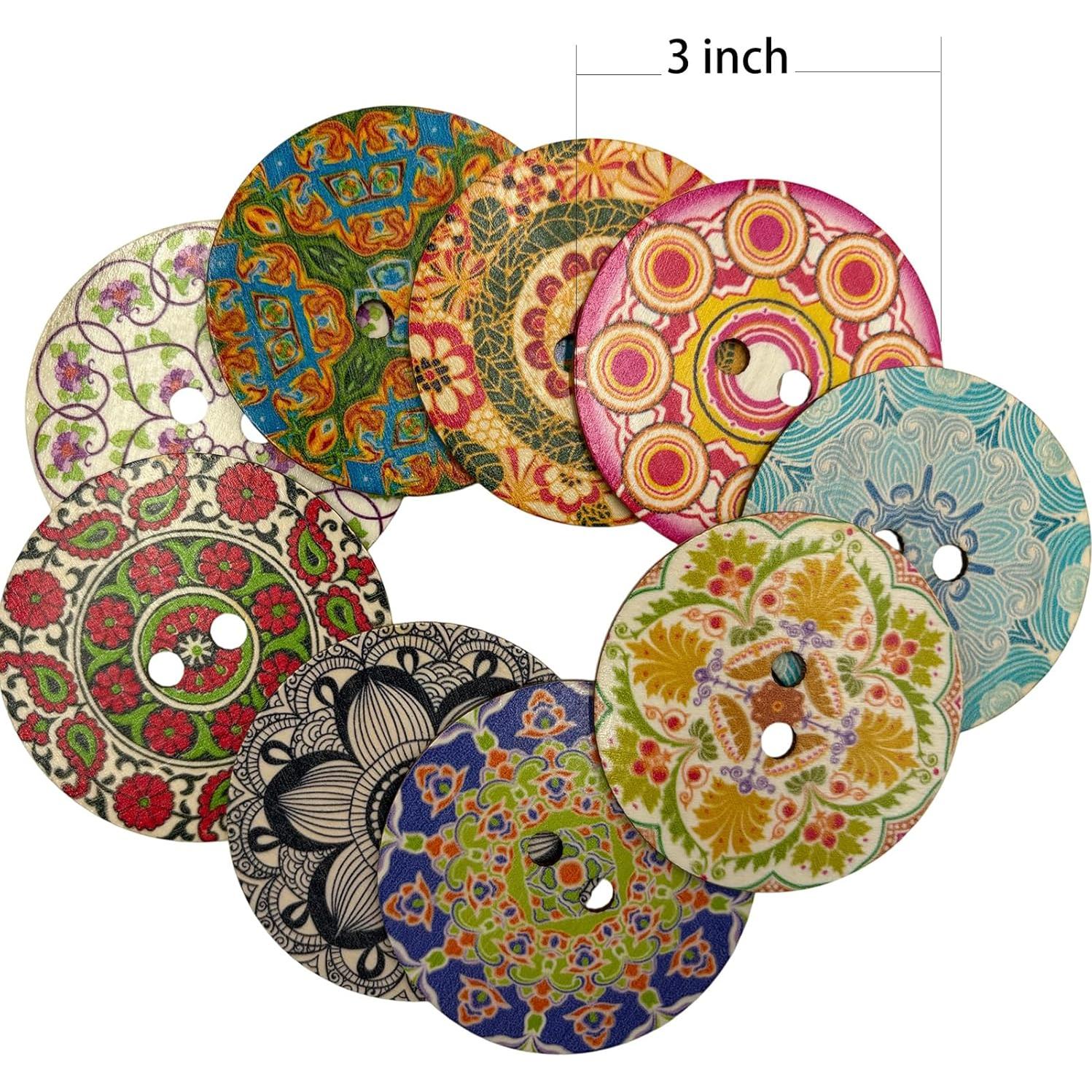 Botones de Madera Decorativos Mahaohao 75mm Multicolor 20 Piezas
