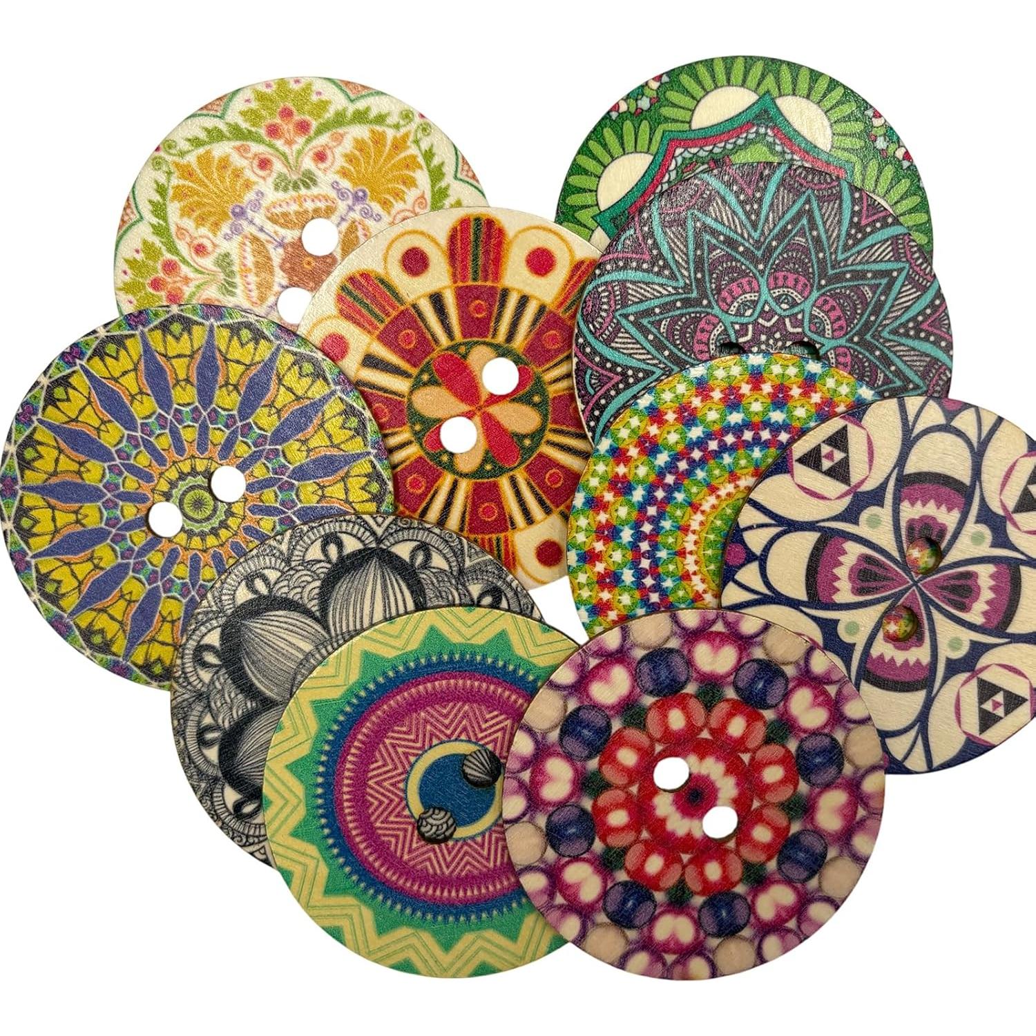Botones de Madera Decorativos Mahaohao 75mm Multicolor 20 Piezas
