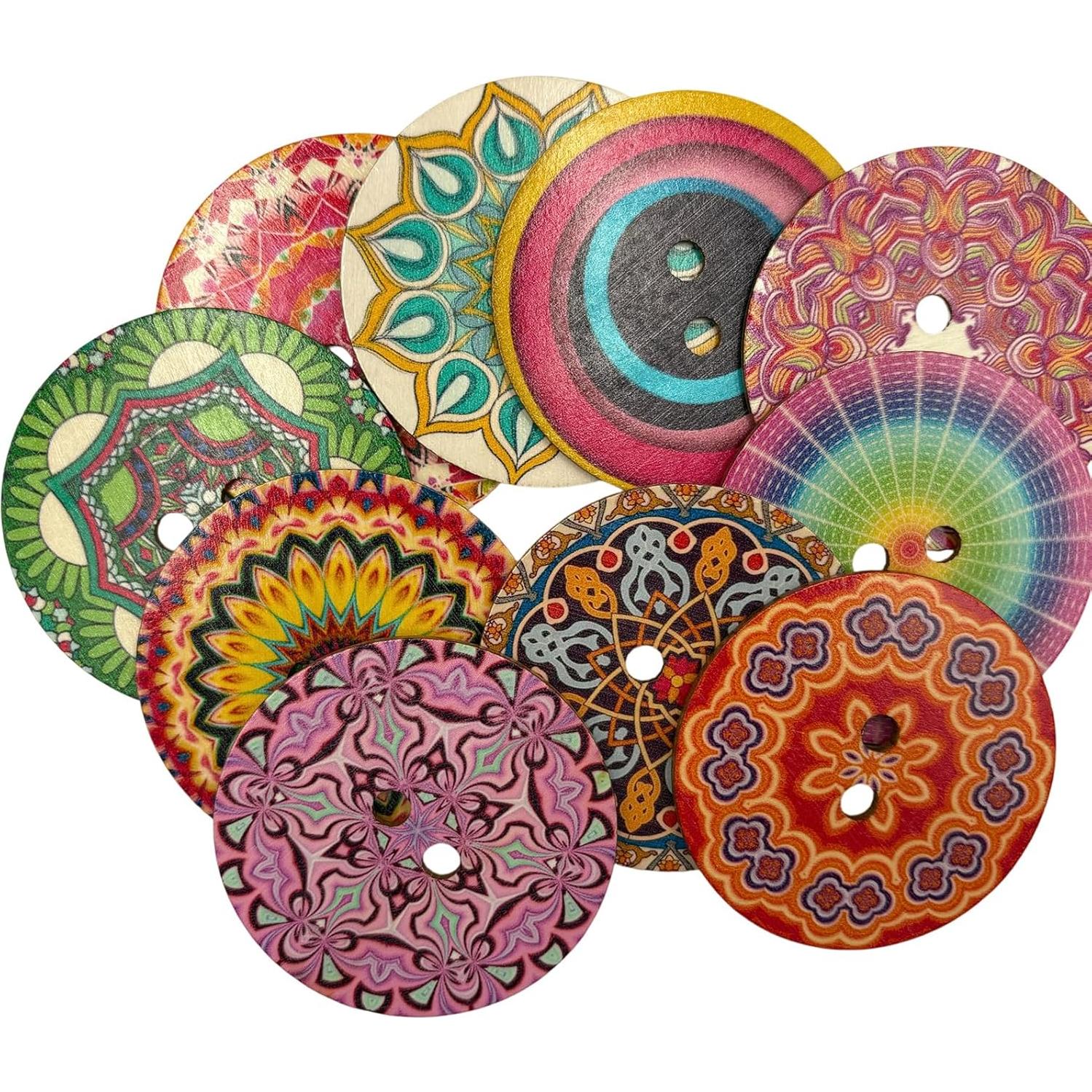 Botones de Madera Decorativos Mahaohao 75mm Multicolor 20 Piezas