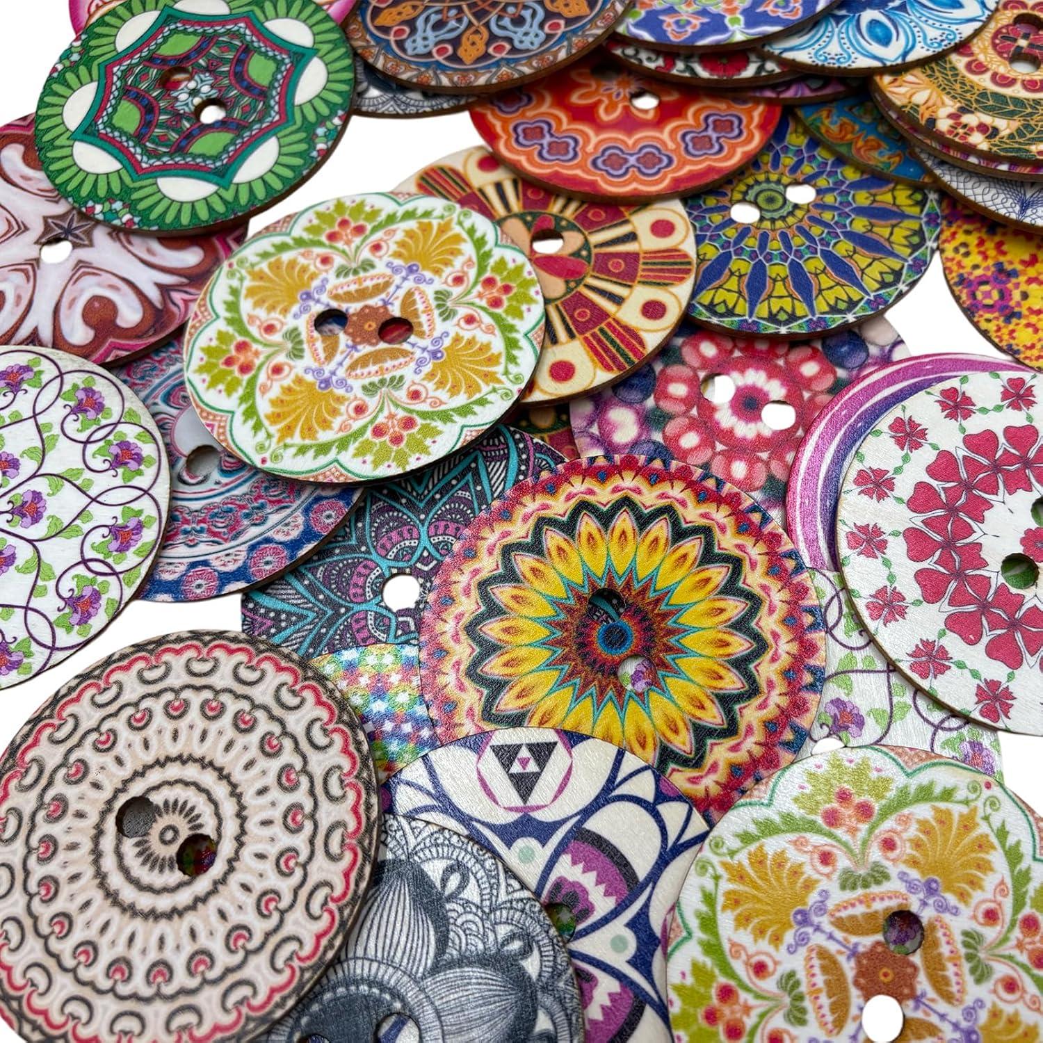 Botones de Madera Decorativos Mahaohao 75mm Multicolor 20 Piezas