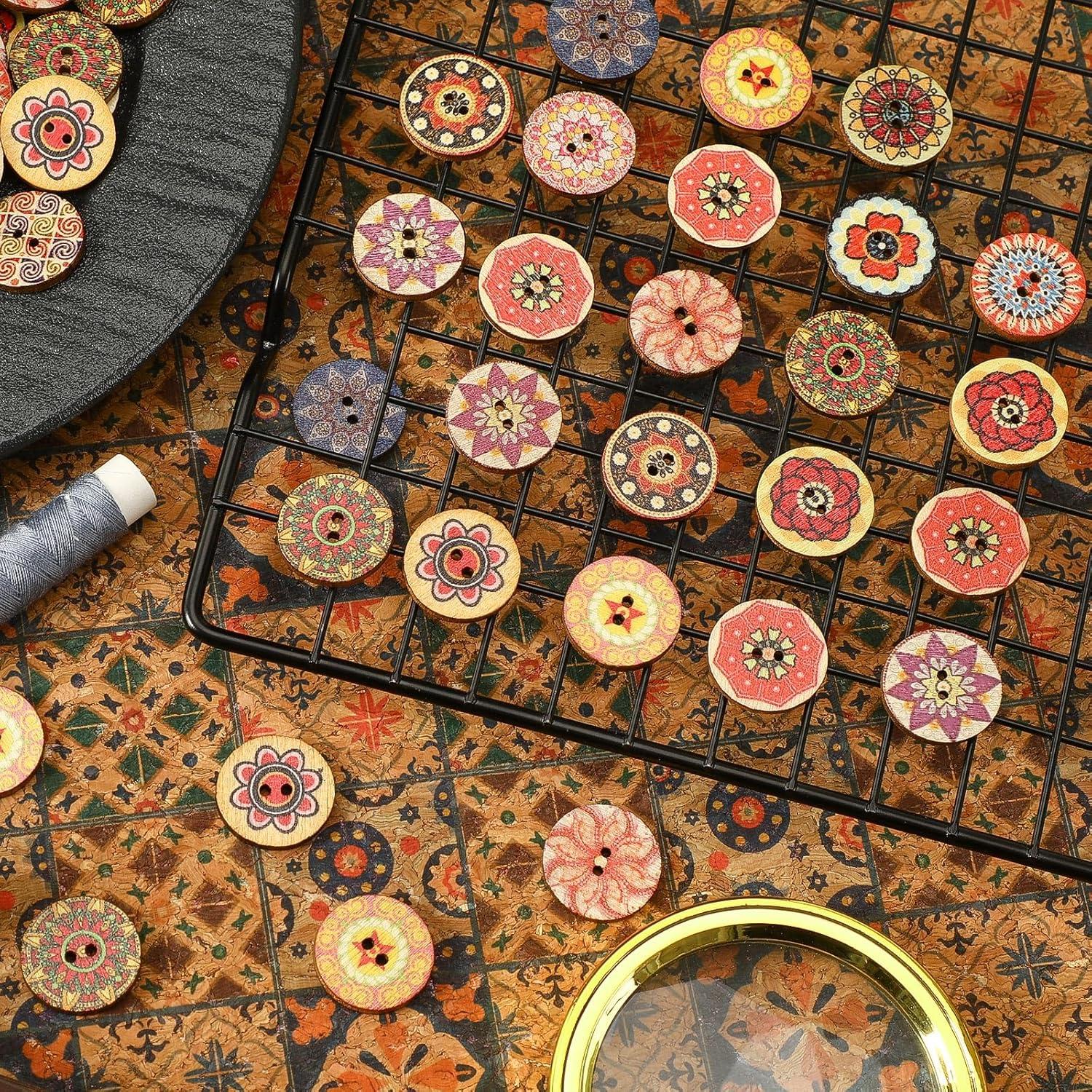 260 Botones de Madera Vintage JUNEBRUSHS 2 cm para Manualidades