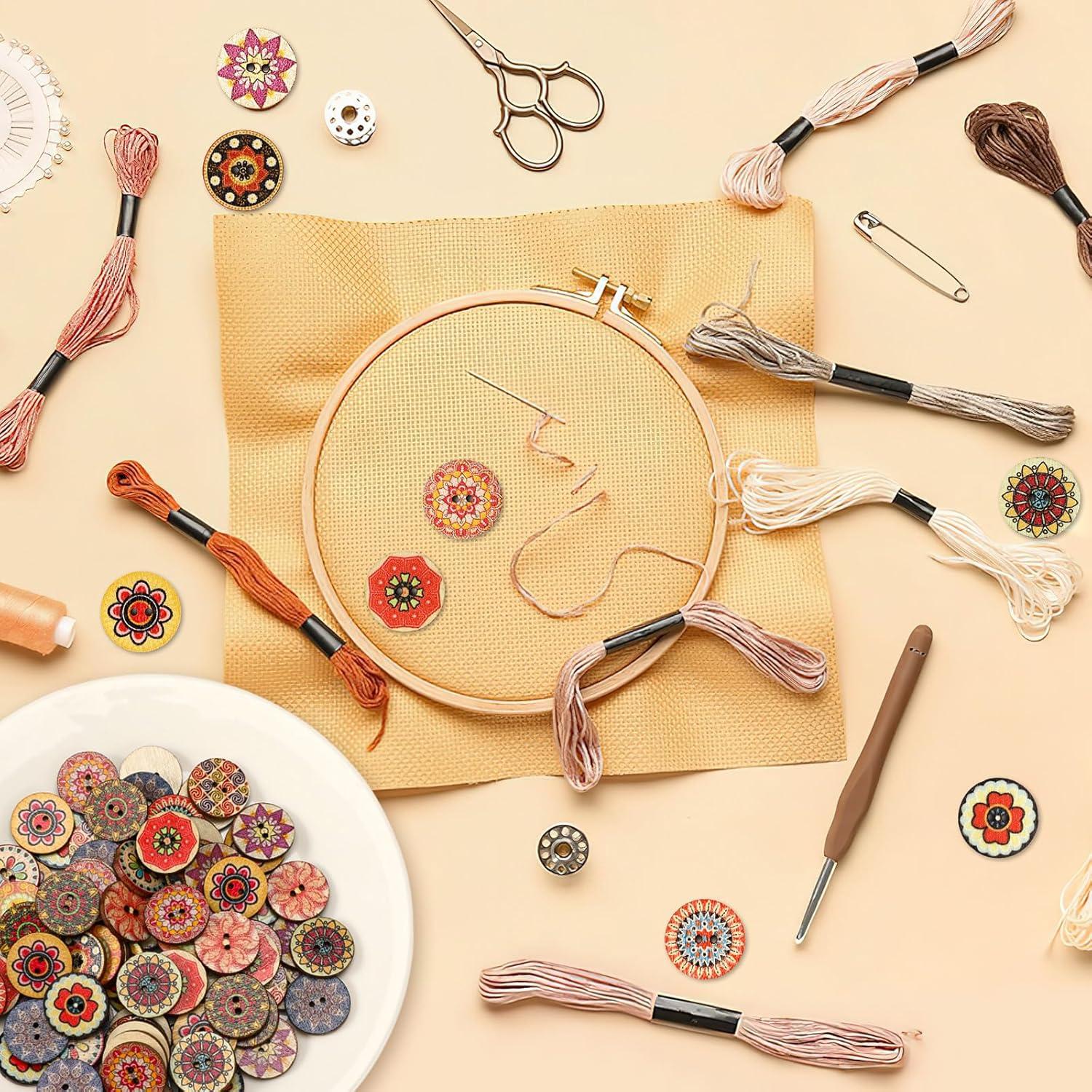 260 Botones de Madera Vintage JUNEBRUSHS 2 cm para Manualidades