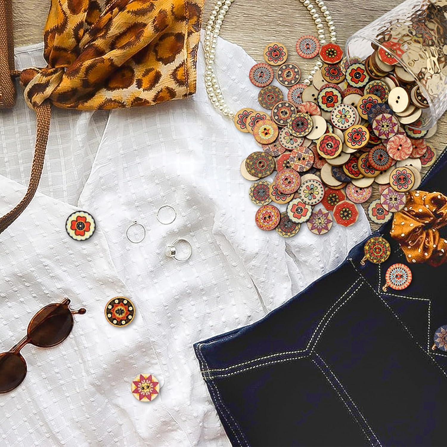 260 Botones de Madera Vintage JUNEBRUSHS 2 cm para Manualidades