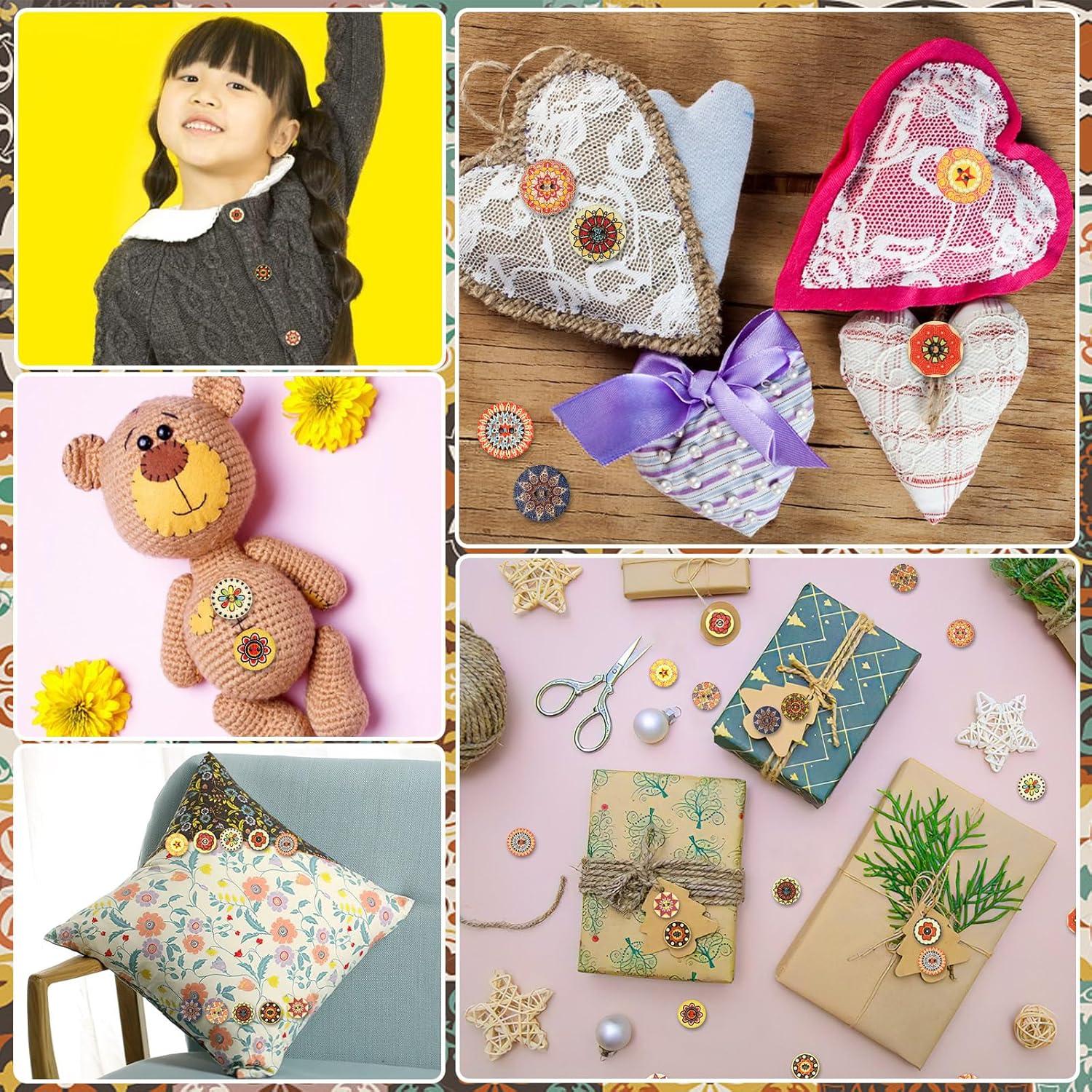 260 Botones de Madera Vintage JUNEBRUSHS 2 cm para Manualidades