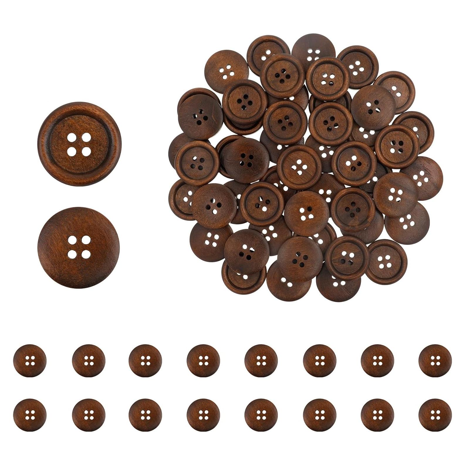 100 Botones de Madera Trinkrittey 12.5mm Redondos 4 Agujeros