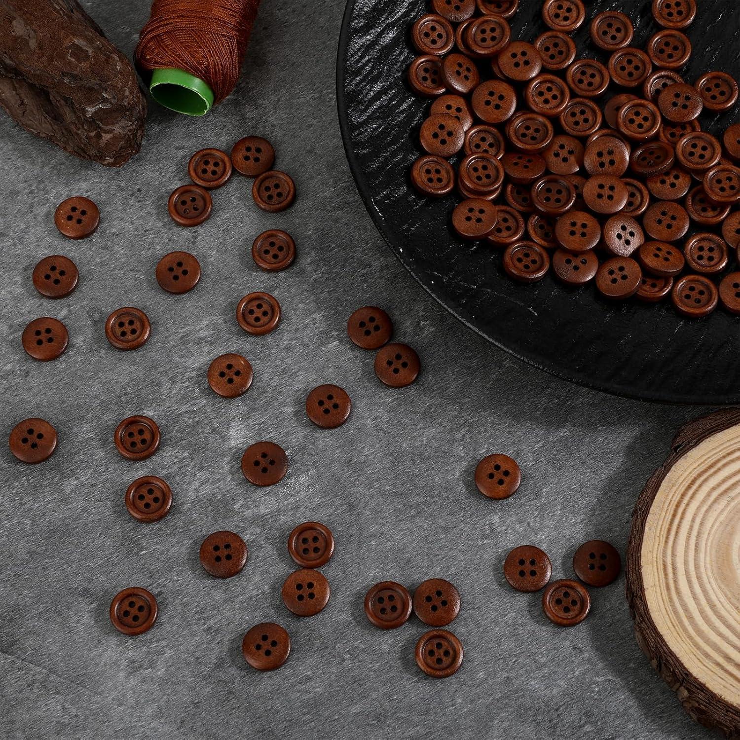 100 Botones de Madera Trinkrittey 12.5mm Redondos 4 Agujeros