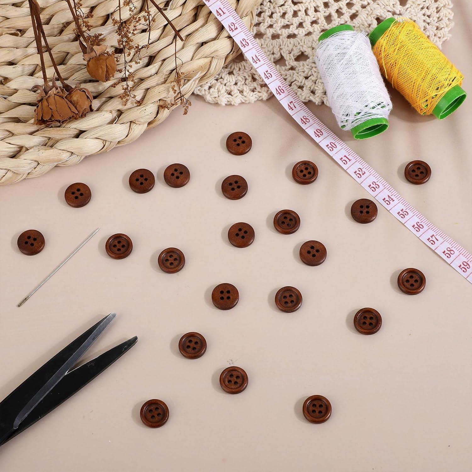 100 Botones de Madera Trinkrittey 12.5mm Redondos 4 Agujeros