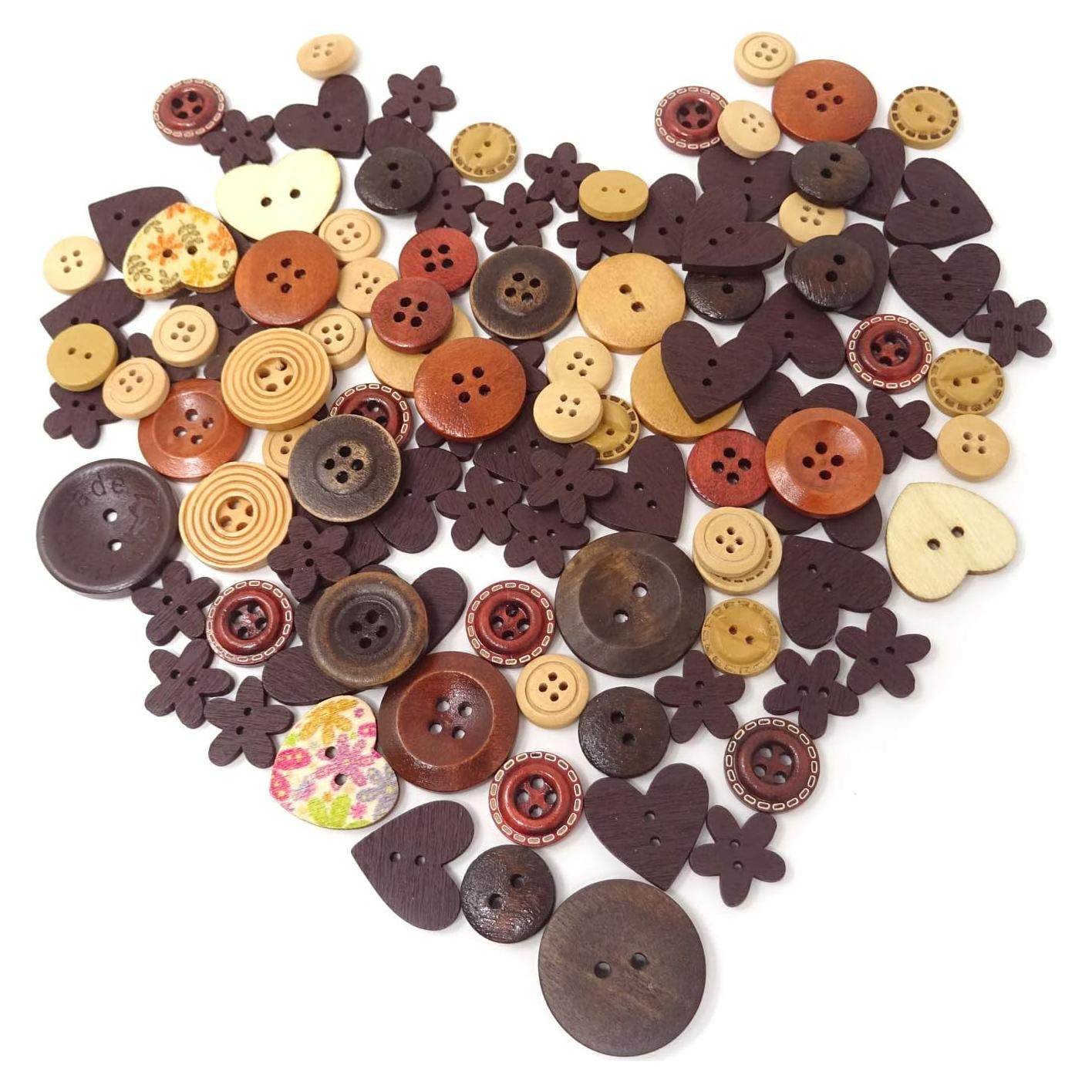 Botones de Madera Retro 40g - Formas Variadas para Manualidades