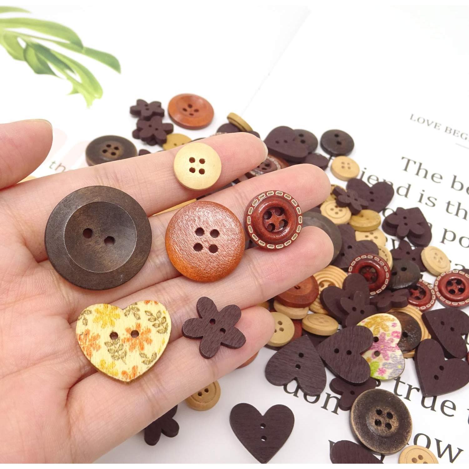 Botones de Madera Retro 40g - Formas Variadas para Manualidades