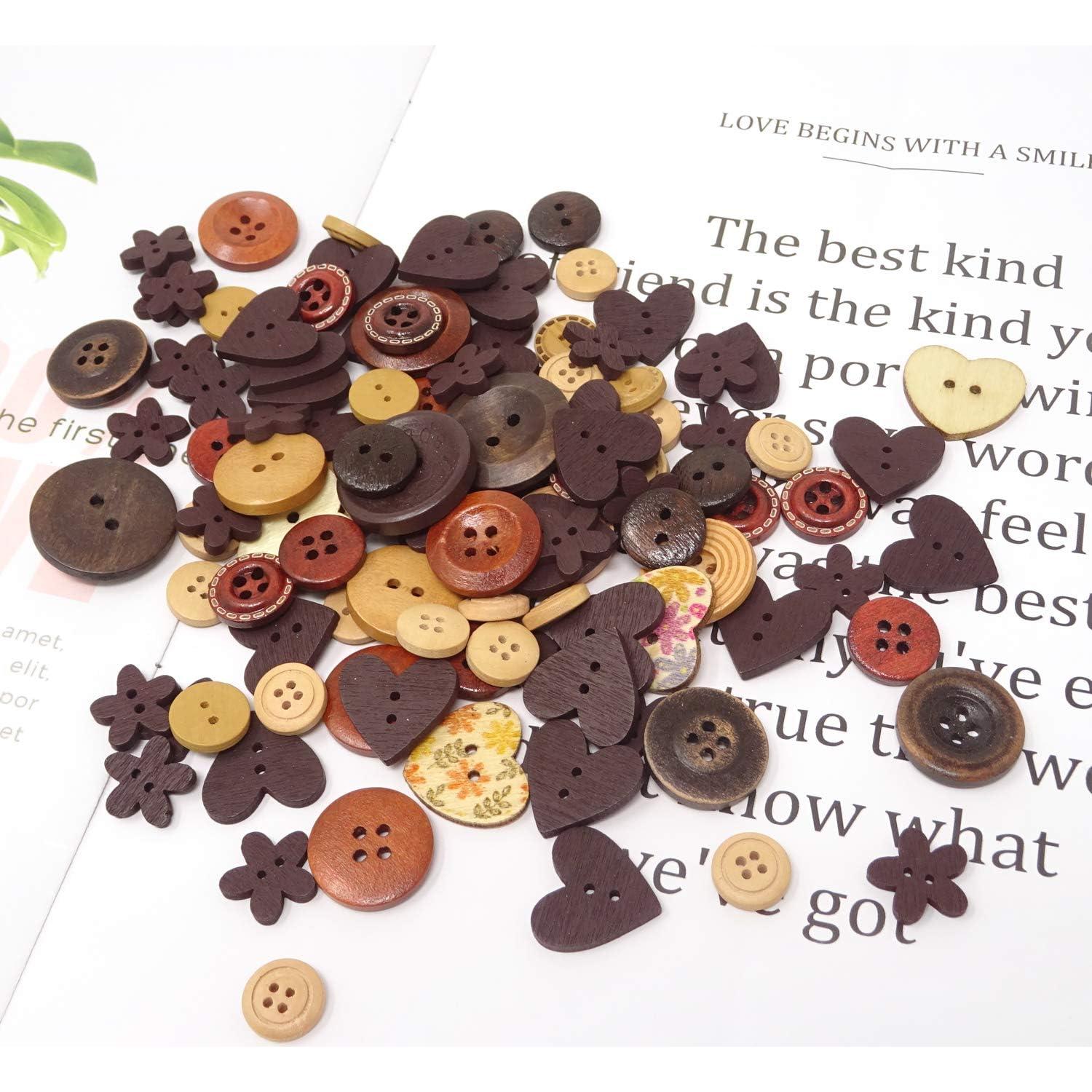 Botones de Madera Retro 40g - Formas Variadas para Manualidades