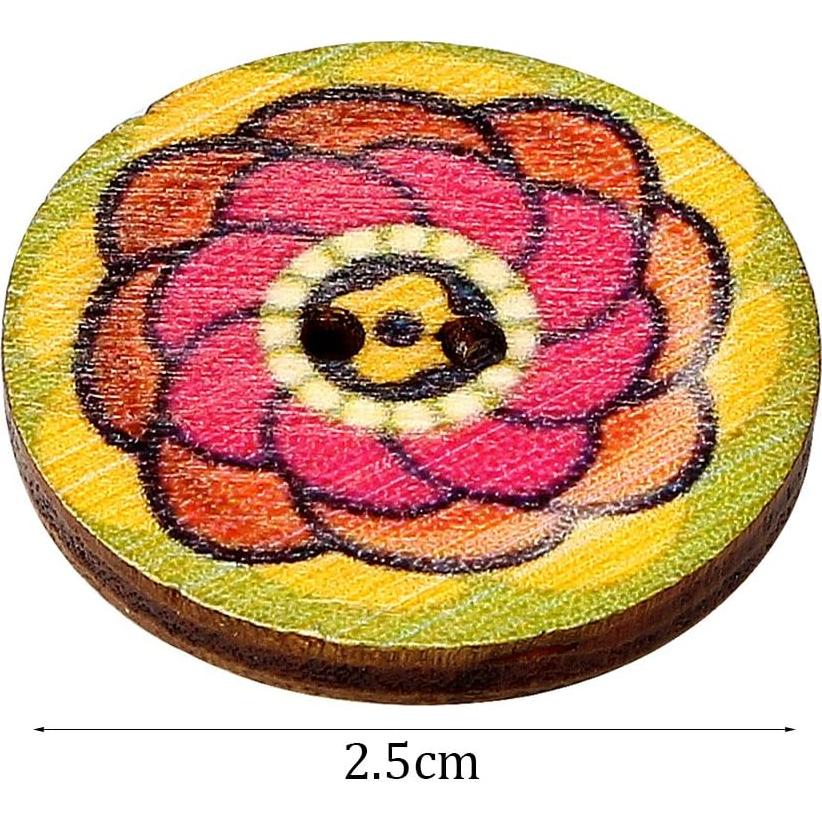 Botones de Madera Multicolor EUBags 100 Pcs 2.54 cm Retro