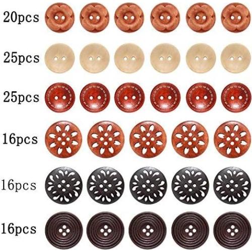 Botones de Madera Redondos Mezclados 118pcs Kangyijia