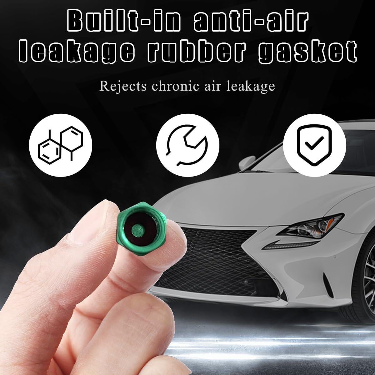 8 Tapas de Válvula de Neumático Wevdn Aluminio Verde