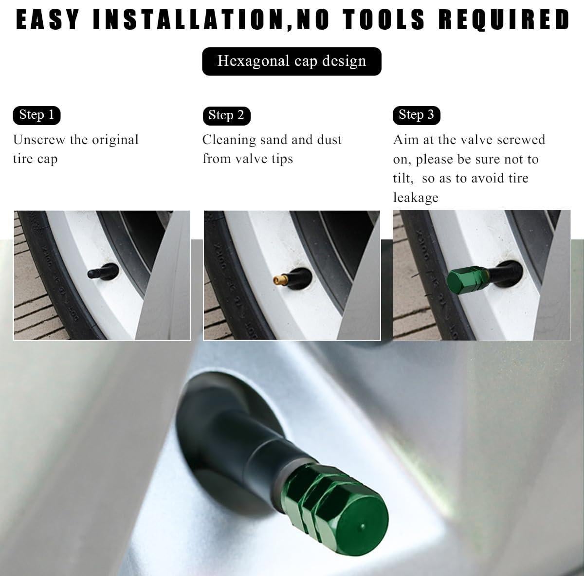 8 Tapas de Válvula de Neumático Wevdn Aluminio Verde