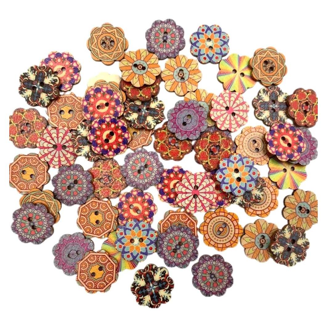 100 Botones de Madera Vintage Mahaohao 25mm 2 Agujeros