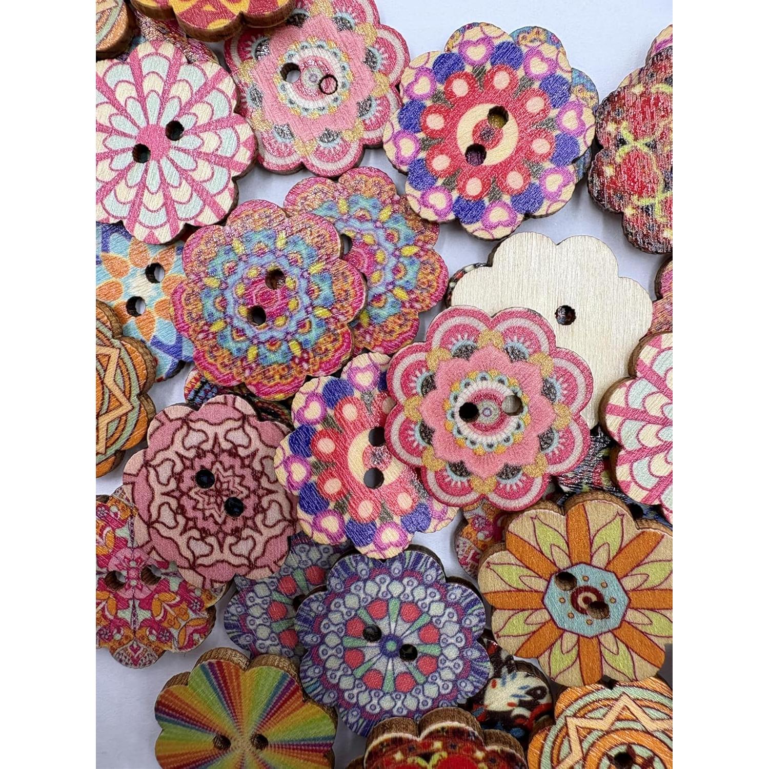 100 Botones de Madera Vintage Mahaohao 25mm 2 Agujeros