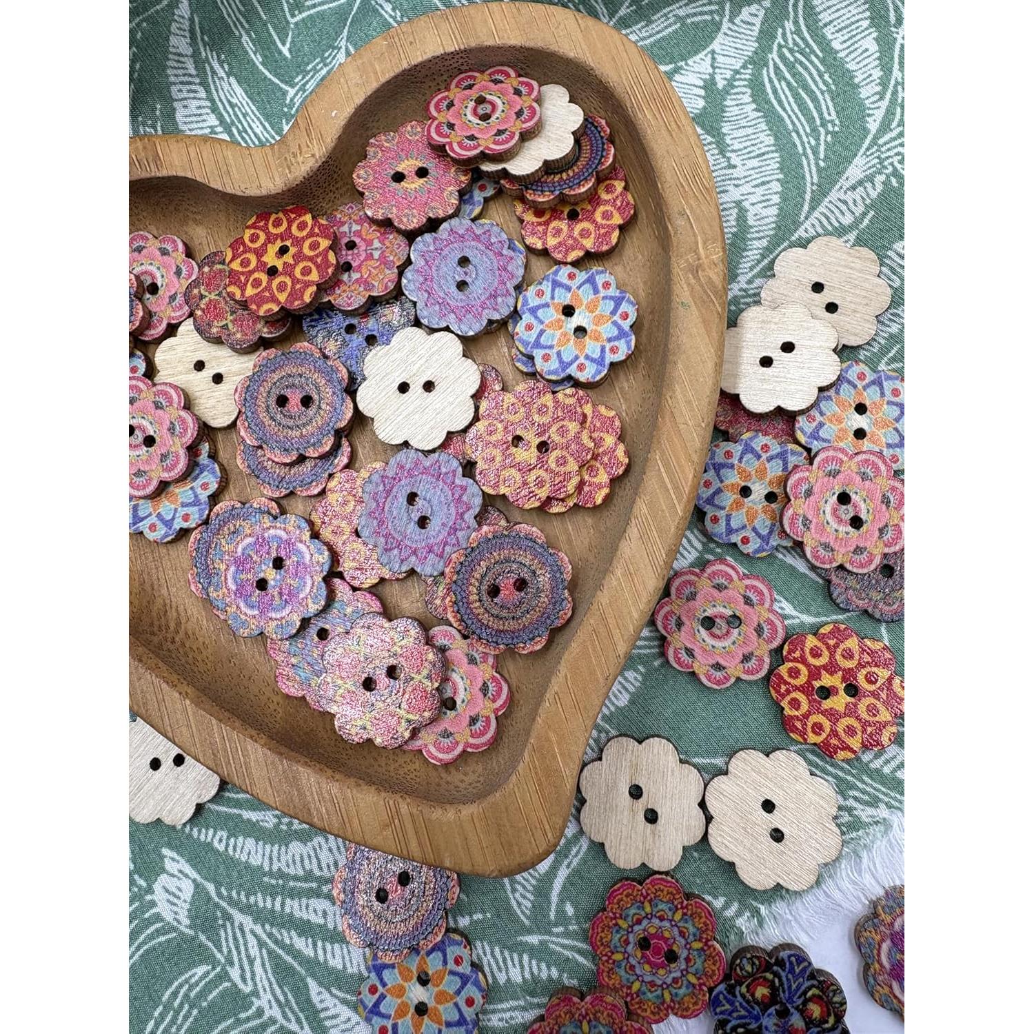 100 Botones de Madera Vintage Mahaohao 25mm 2 Agujeros