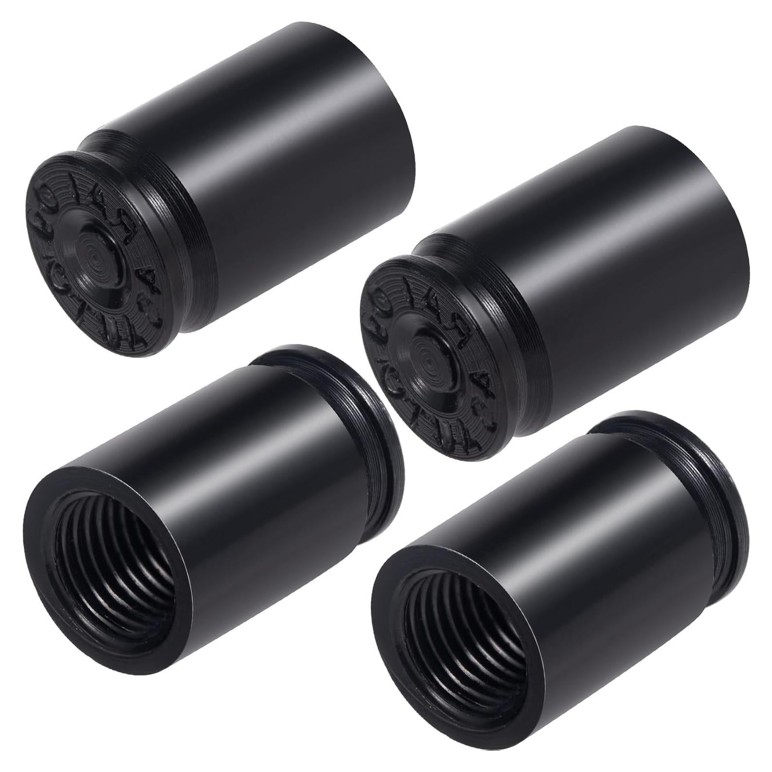 Tapas de Válvula en Forma de Bala PAGOW - 4 Pcs Aluminio Negro