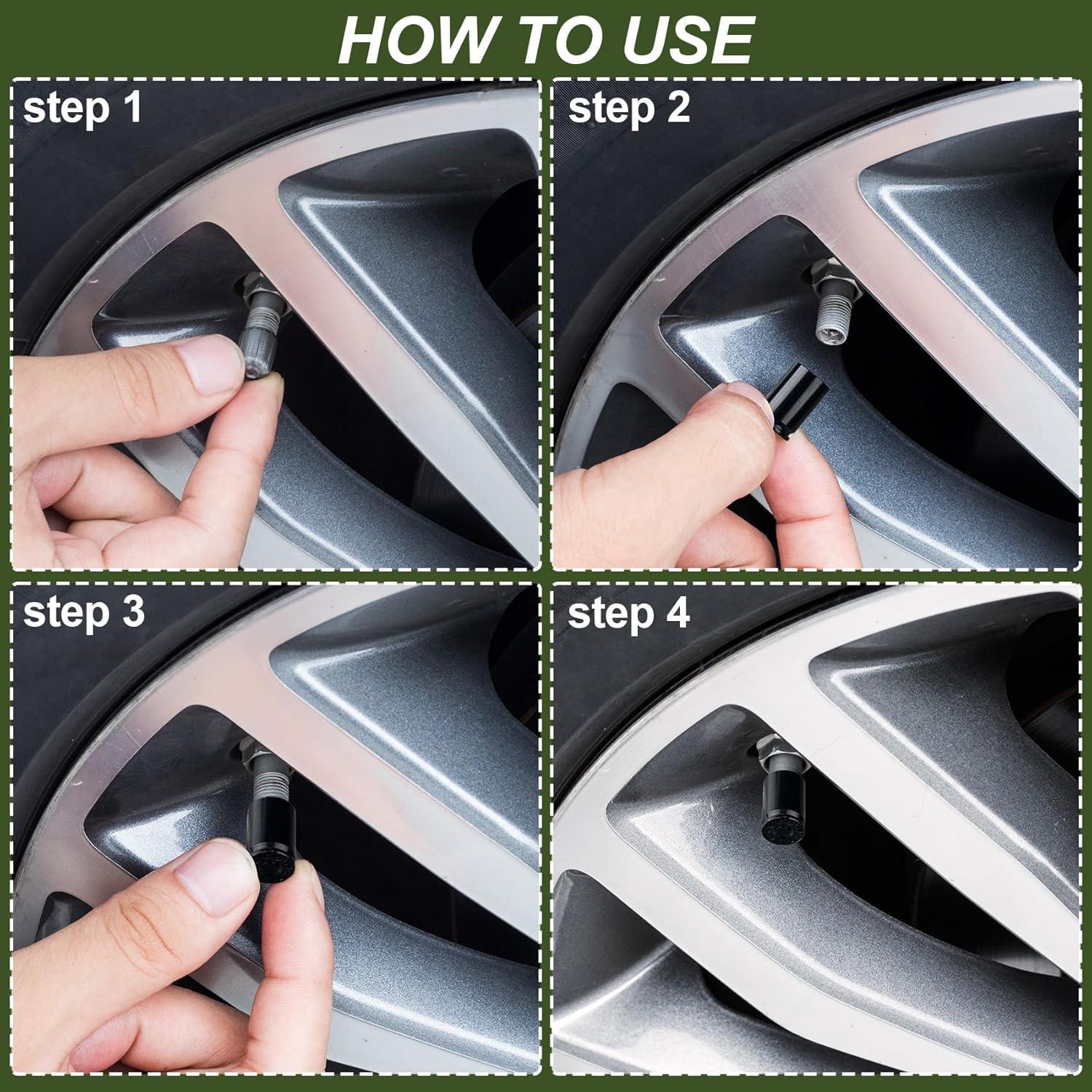 Tapas de Válvula en Forma de Bala PAGOW - 4 Pcs Aluminio Negro