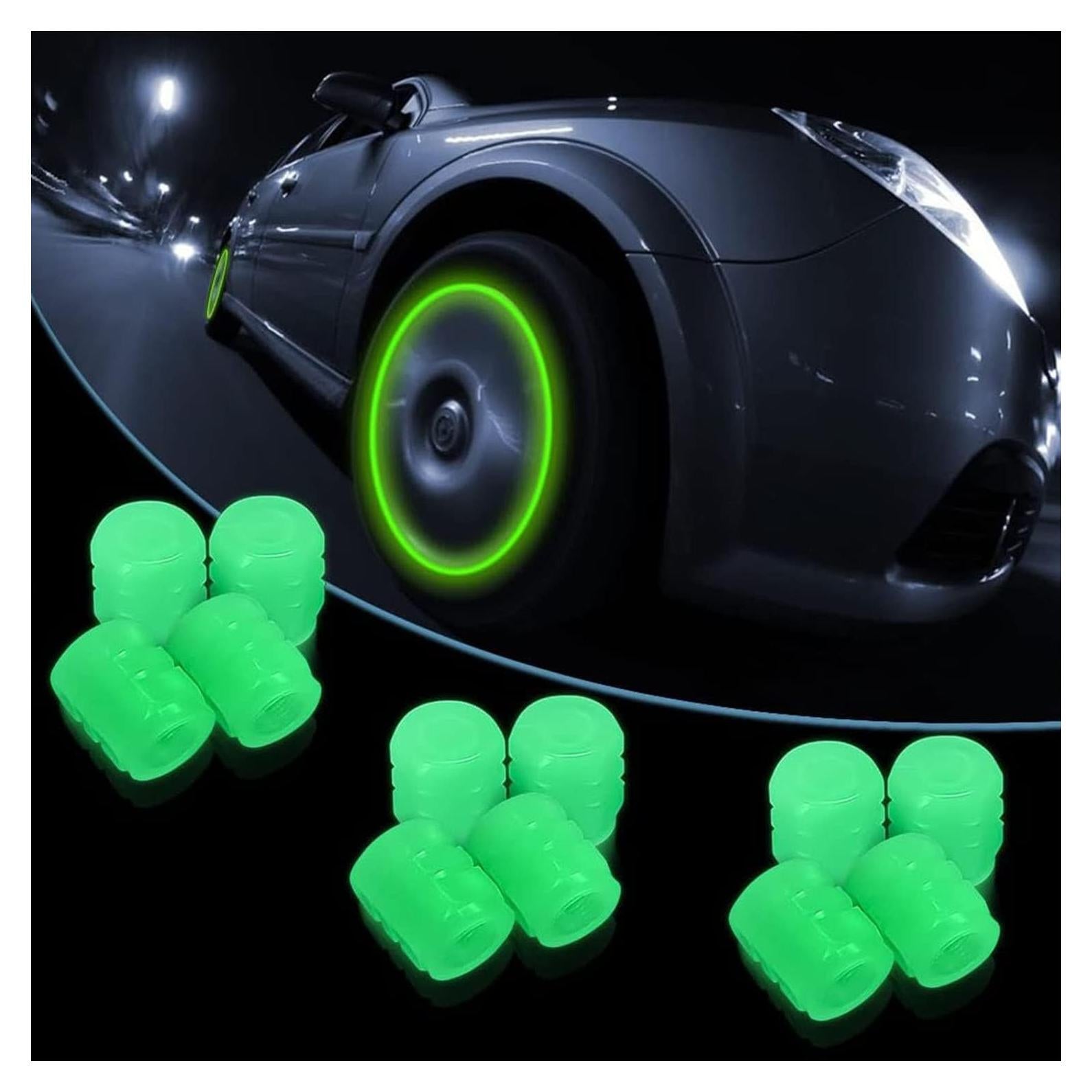 Tapas de Válvula Brillantes SISUJA 20Pcs Verde para Autos