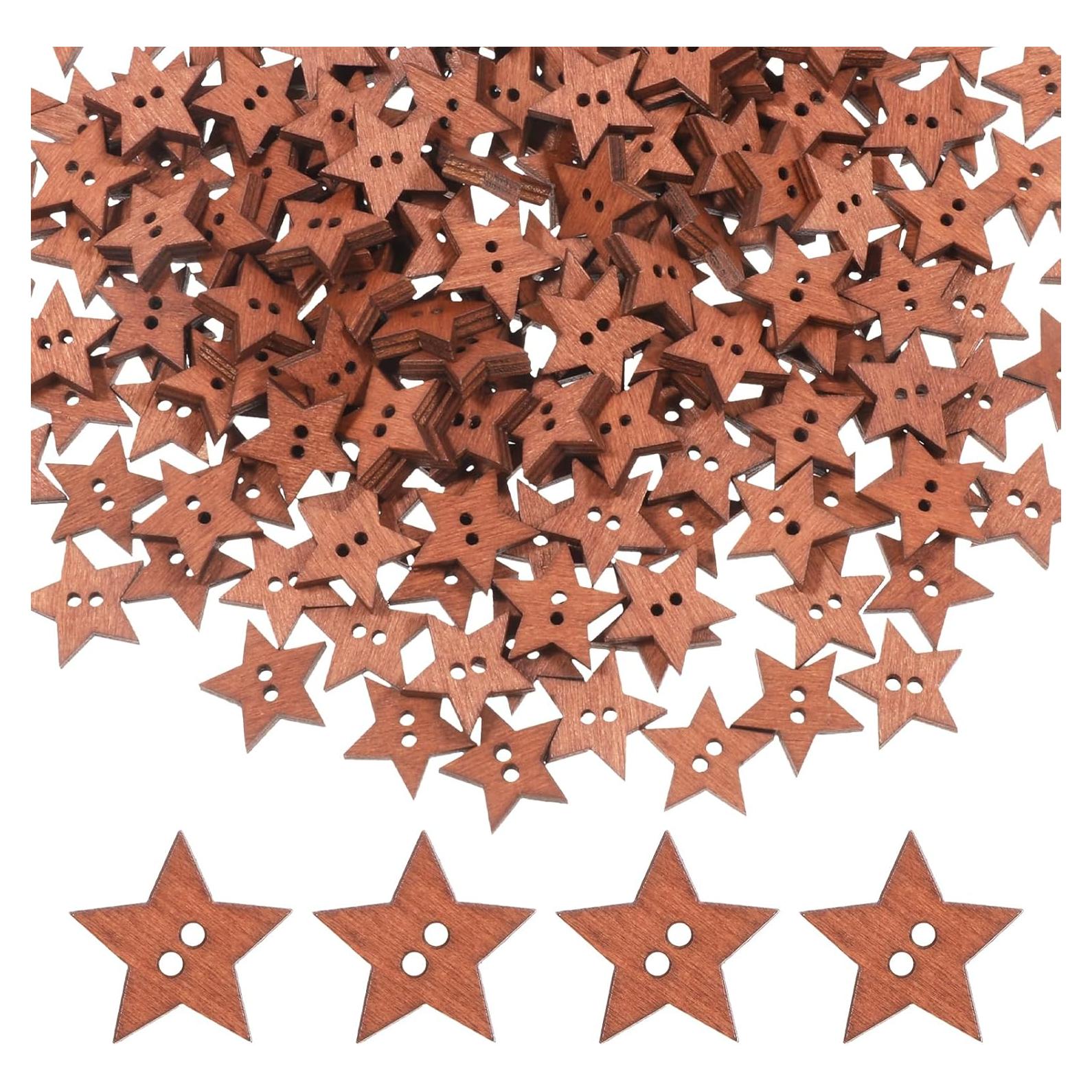 200 Botones de Estrella de Madera FdcLixuvol 2 cm Marrón