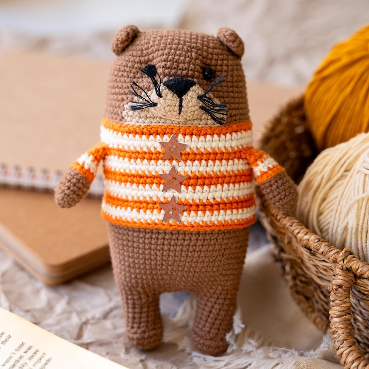 200 Botones de Estrella de Madera FdcLixuvol 2 cm Marrón