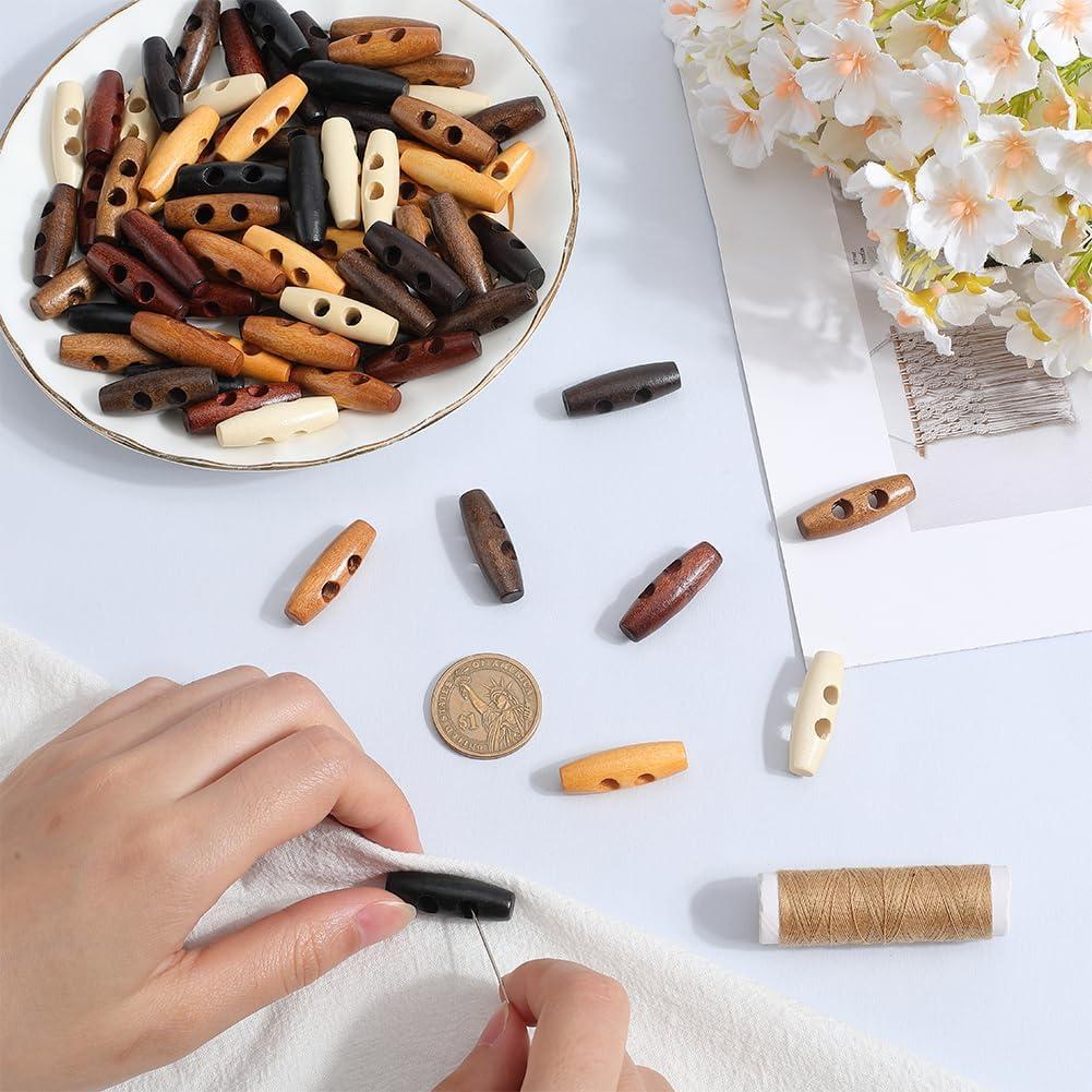 Botones de Madera Ovalados GORGECRAFT 80Pcs 30x10mm 8 Colores