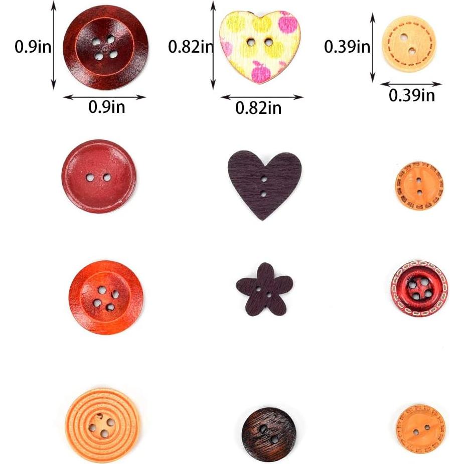 Botones de Madera iKammo Navidad 100 Piezas 15-25mm Mixto