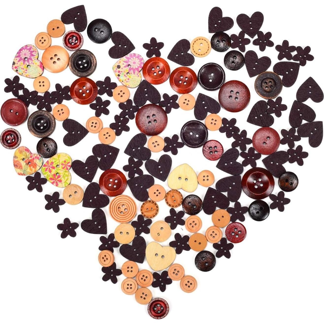 Botones de Madera iKammo Navidad 100 Piezas 15-25mm Mixto