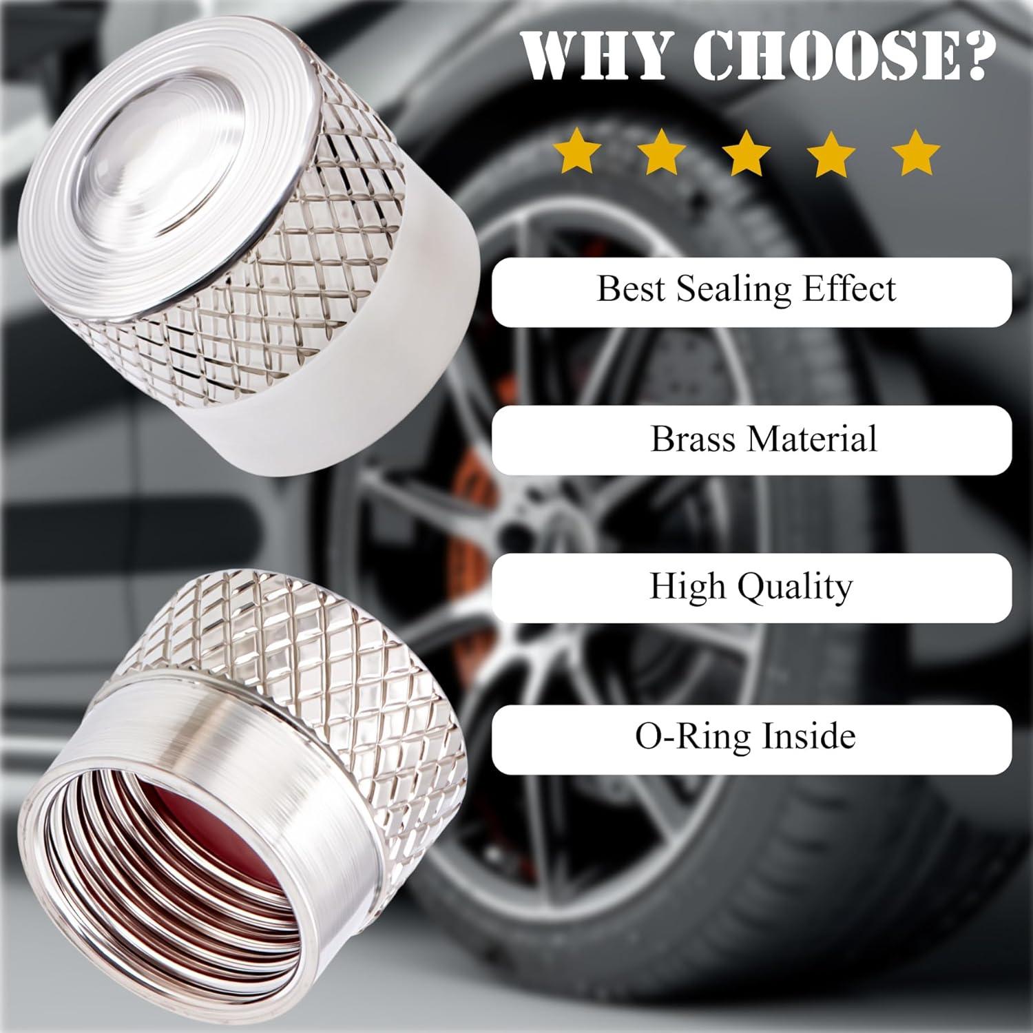 8 Tapones de Válvula de Neumático MEAJOO de Latón Universal