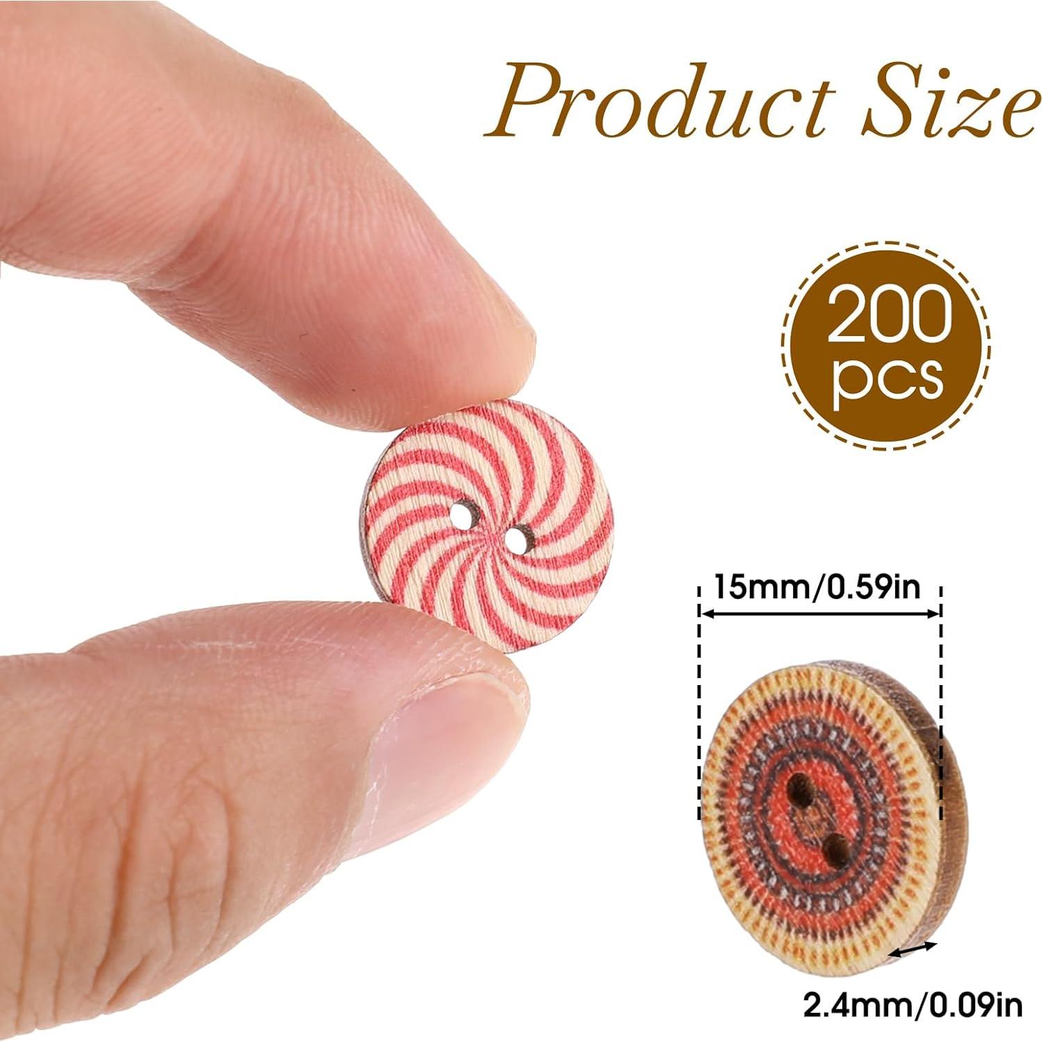 Botones de Madera Vin Beauty 200 Piezas 15mm Vintage