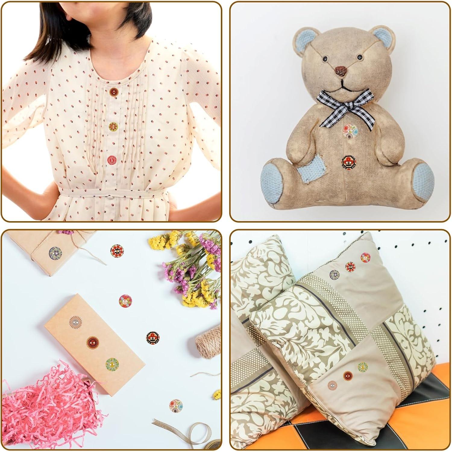 Botones de Madera Vin Beauty 200 Piezas 15mm Vintage