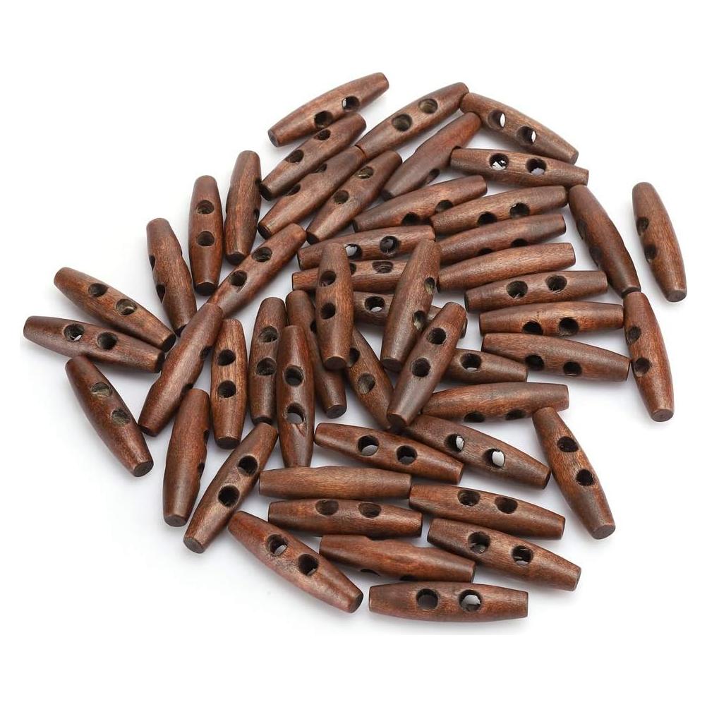 Botones de Madera Ovalados Watris Veiyi 50Pcs 5.08x1.27cm Café
