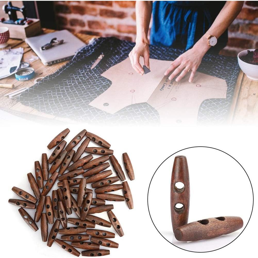 Botones de Madera Ovalados Watris Veiyi 50Pcs 5.08x1.27cm Café