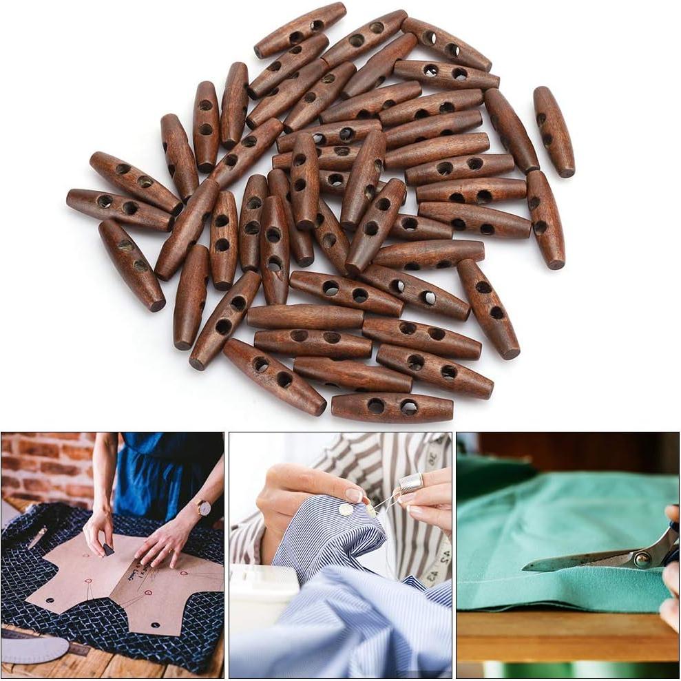 Botones de Madera Ovalados Watris Veiyi 50Pcs 5.08x1.27cm Café