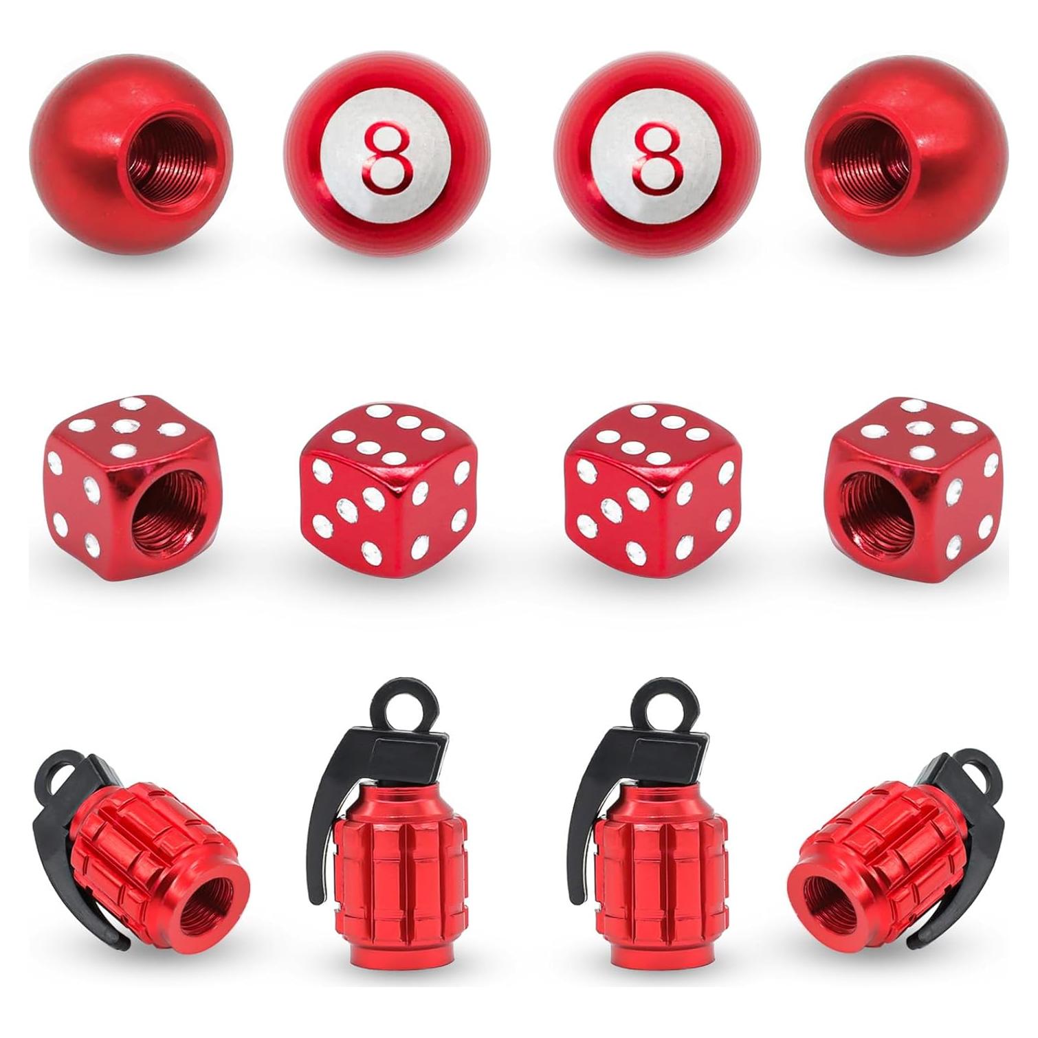 12 Tapones de Válvula de Neumático Yivioep Rojo Universal