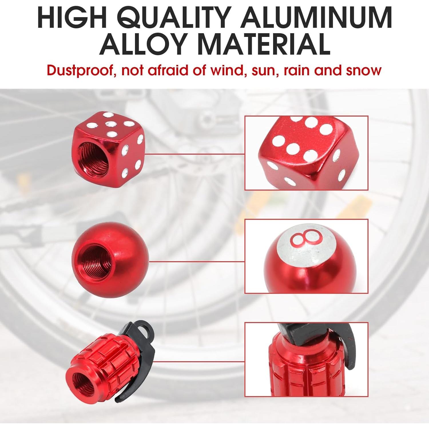 12 Tapones de Válvula de Neumático Yivioep Rojo Universal