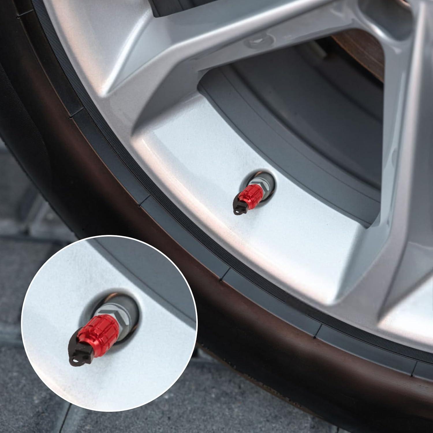 12 Tapones de Válvula de Neumático Yivioep Rojo Universal