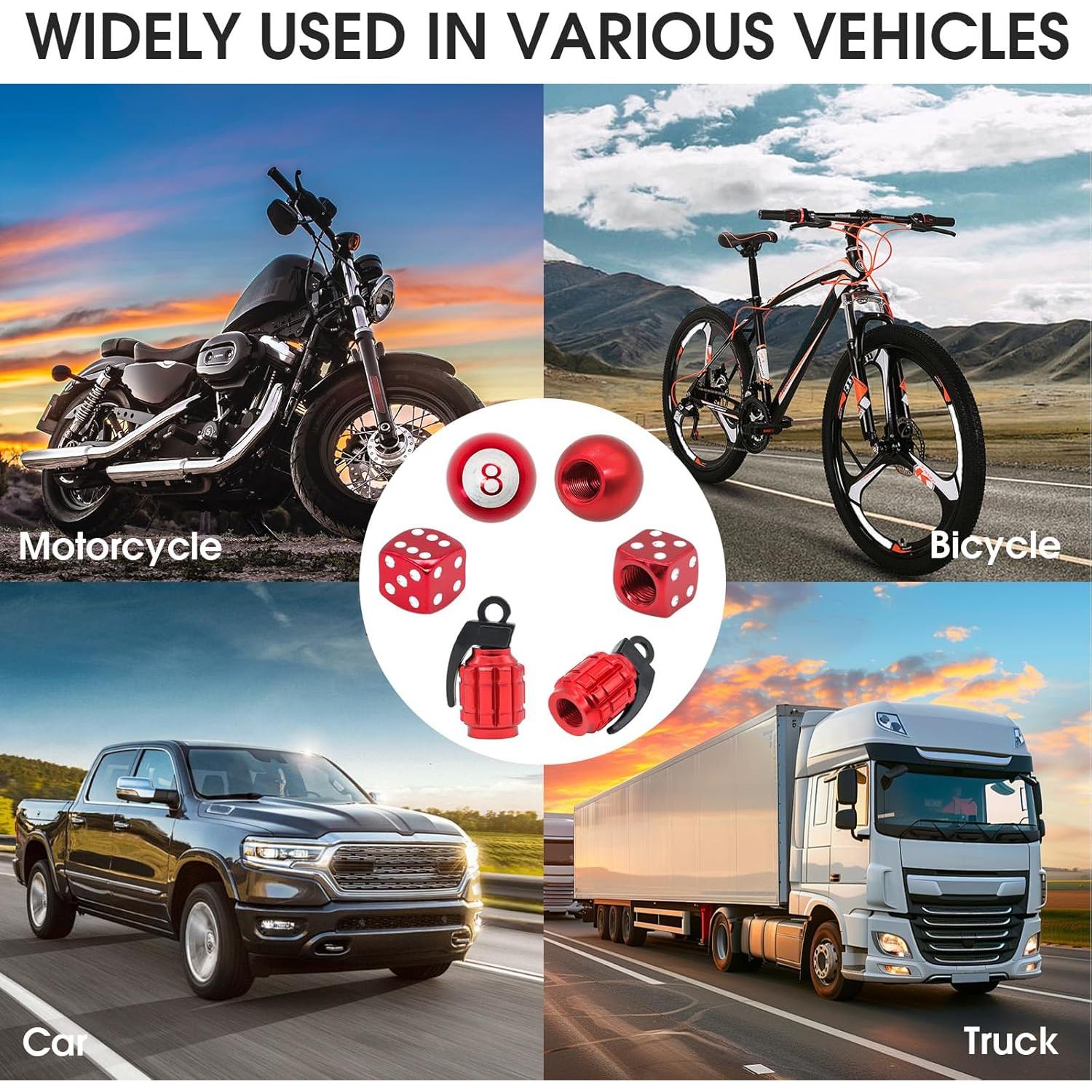 12 Tapones de Válvula de Neumático Yivioep Rojo Universal