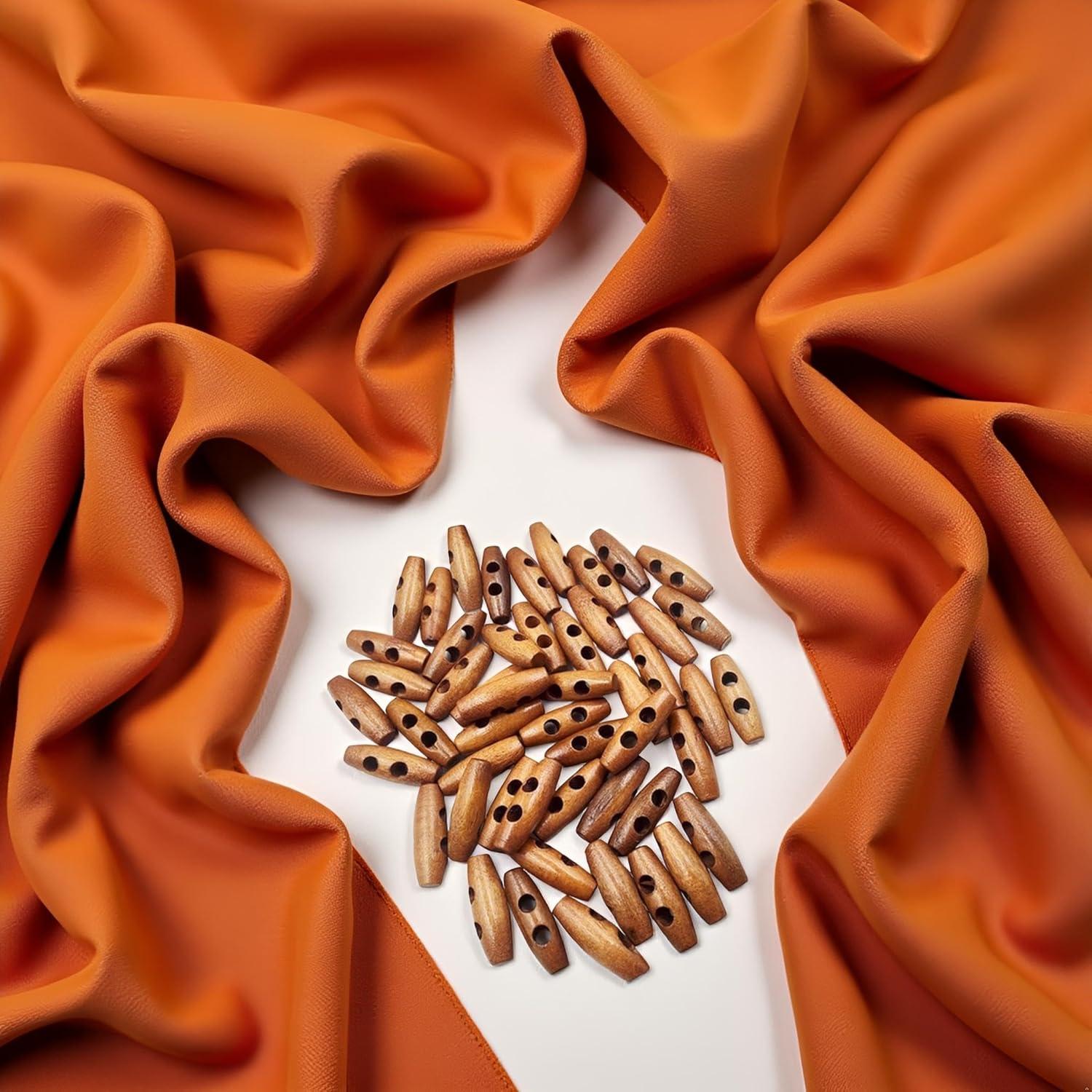 50 Botones de Madera Aceituna Marrón 5.08 cm 2 Agujeros