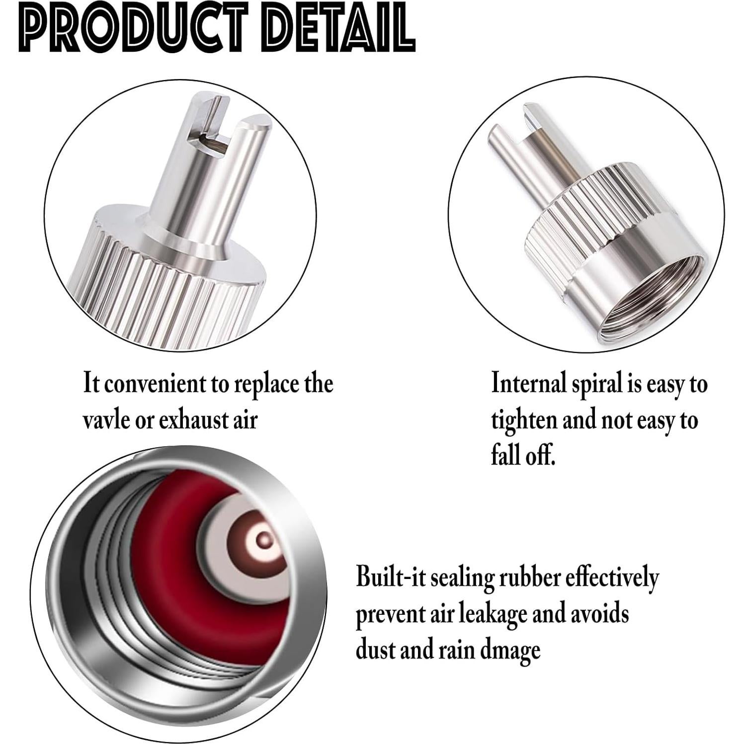 10 Tapones de Válvula de Neumático MEAJOO Plateados Universales