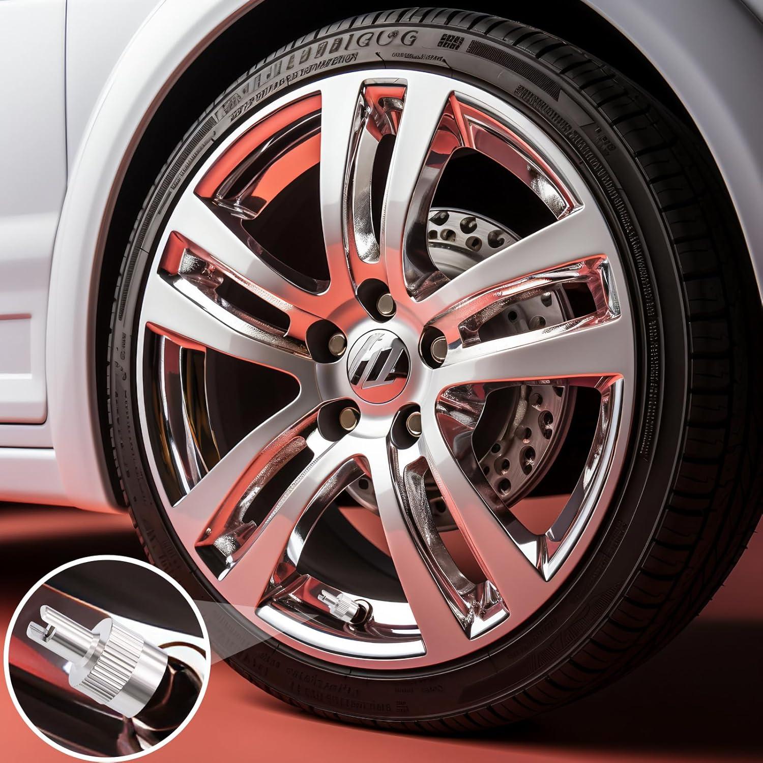 10 Tapones de Válvula de Neumático MEAJOO Plateados Universales