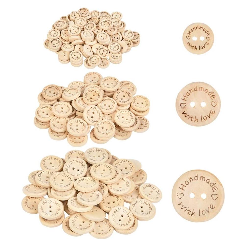 150 Botones de Madera Hechos a Mano FOCCTS 15-20-25mm